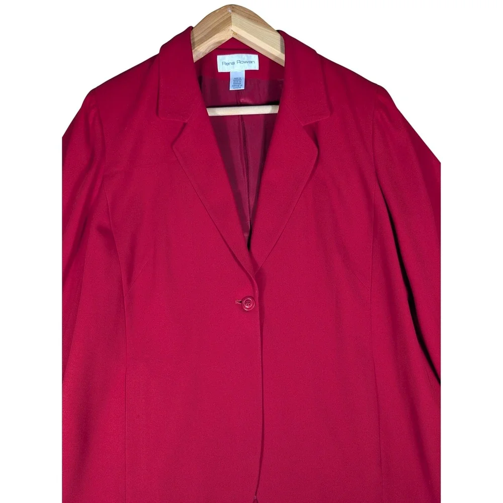 Rena Rowan Red Single Button Blazer Jacket Notch Lapel Career Plus Size 20W - Picture 5 of 14